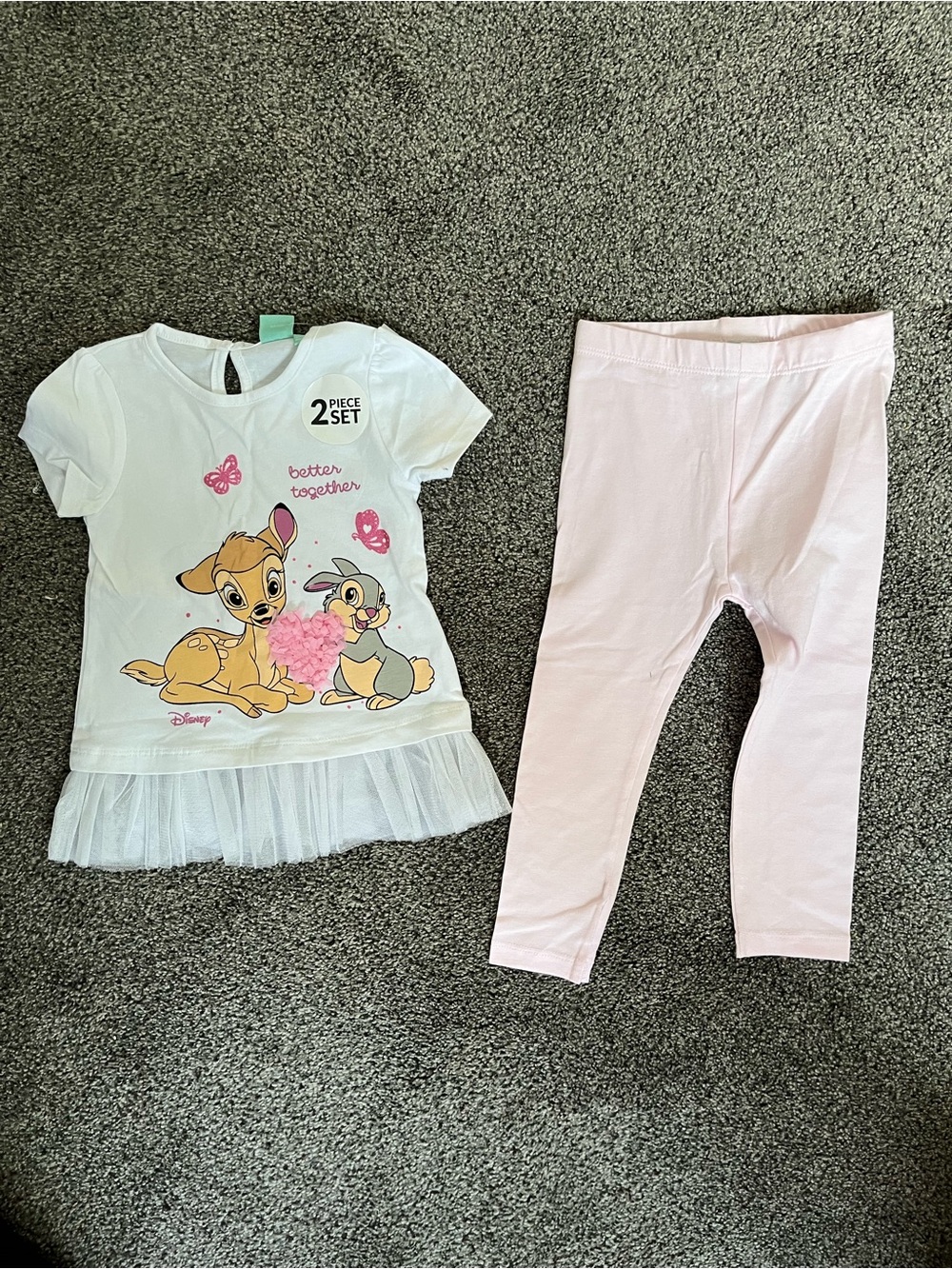 Disney White & Pink Bambi T-Shirt and Pink Leggings Matching Set